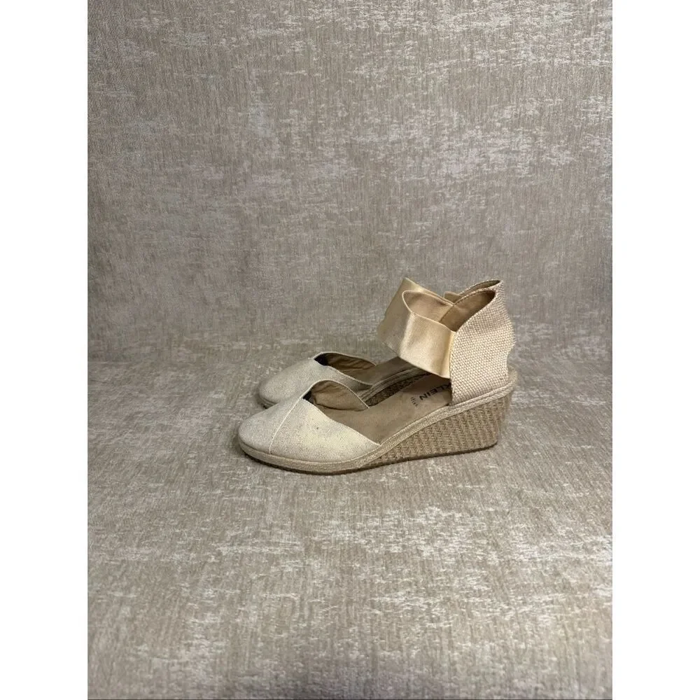 Anne Klein Women's Zoey iFlex Espadrille Slip On Wedge Sandals Natural Gold Sz 9
